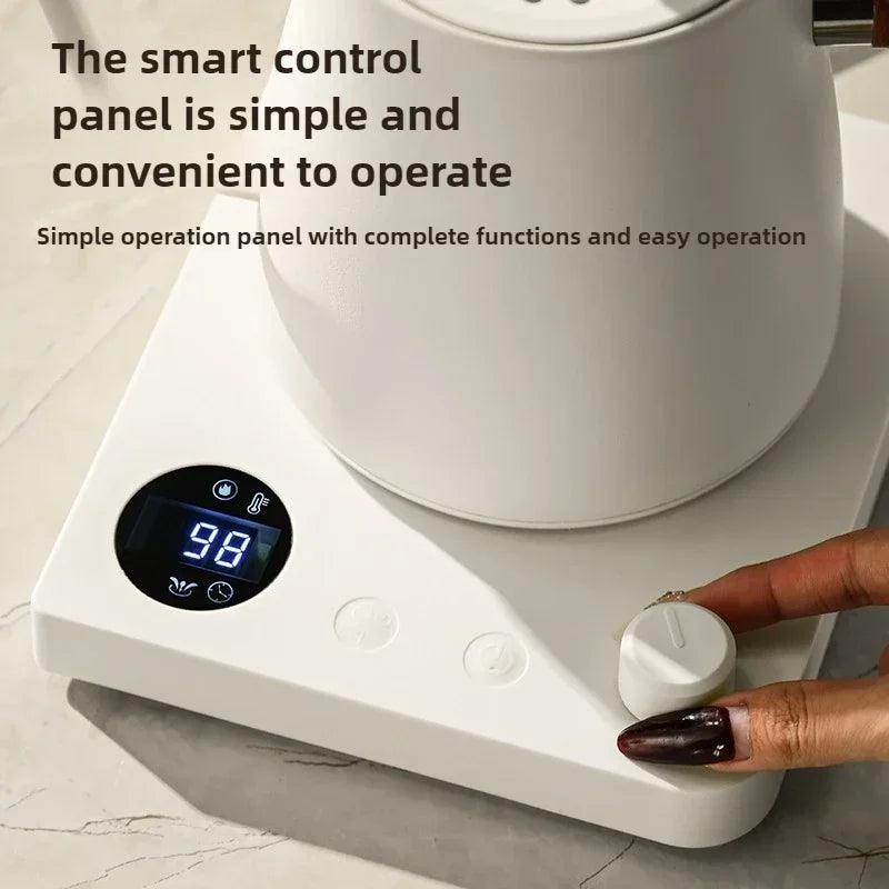 1000W Electric Gooseneck Kettle 1000ml 304 Stainless Steel Coffee Pot Intelligent Temperature LED Display for Coffee Tea