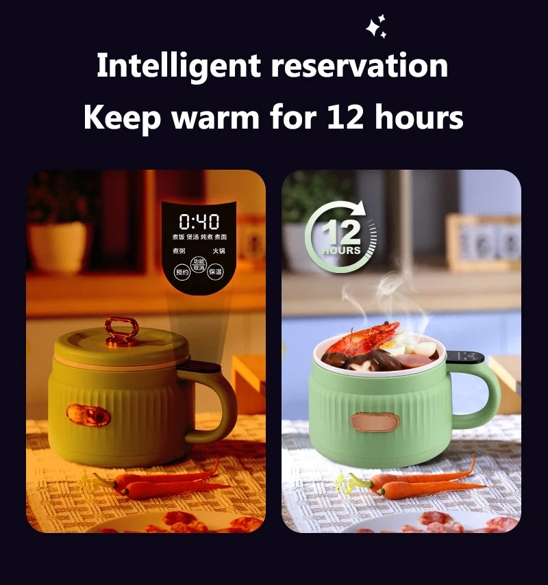 Portable Intelligent Rice cooker Electric skillet Noodles boiling cup hotpot soup stewer Ceramic liner for Dormitory Travel EUUS
