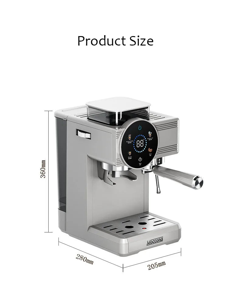 220V Espresso Coffee Machine Home Use Coffee Beans Grinding Coffee Maker Commercial Grinder Coffee Machine Milk Foam