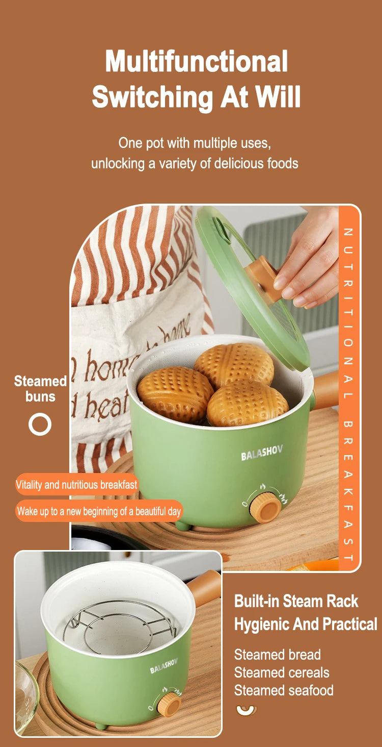 Mini Electric Cooker Multi-functional Cooking Pot Non-stick Frying Pan Ramen Dormitory Small Electric Hot Pot Cooker 220V