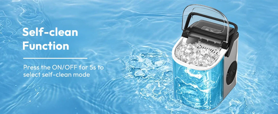 LOEFME Portable Professional Electric Ice Maker 12kg/24h 6 Mins/9pcs Bullet Shaped Ice Cubes W/ Scoop Stainless Steel