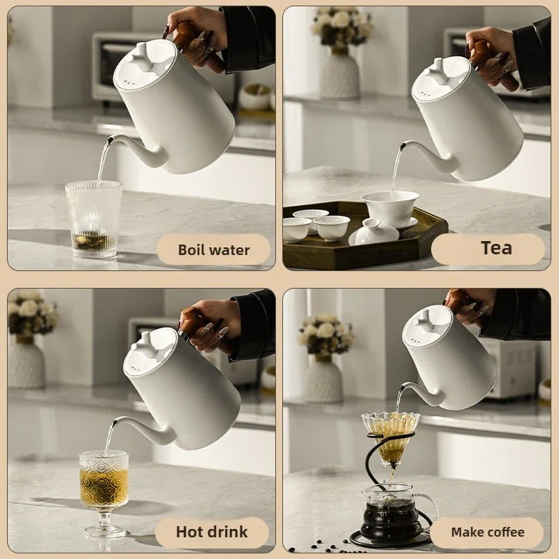 1000W Electric Gooseneck Kettle 1000ml 304 Stainless Steel Coffee Pot Intelligent Temperature LED Display for Coffee Tea