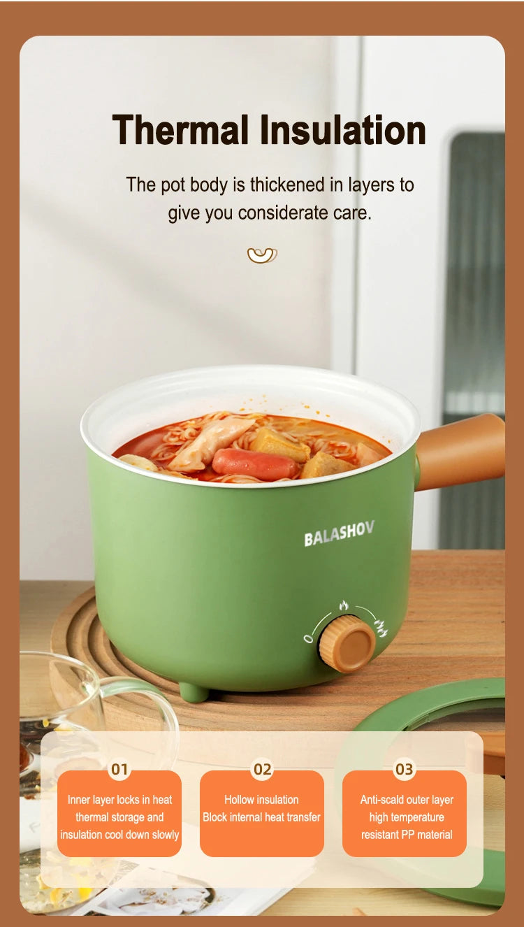 Mini Electric Cooker Multi-functional Cooking Pot Non-stick Frying Pan Ramen Dormitory Small Electric Hot Pot Cooker 220V