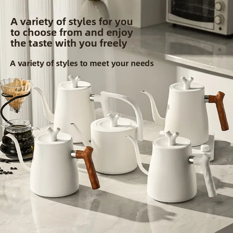 1000W Electric Gooseneck Kettle 1000ml 304 Stainless Steel Coffee Pot Intelligent Temperature LED Display for Coffee Tea