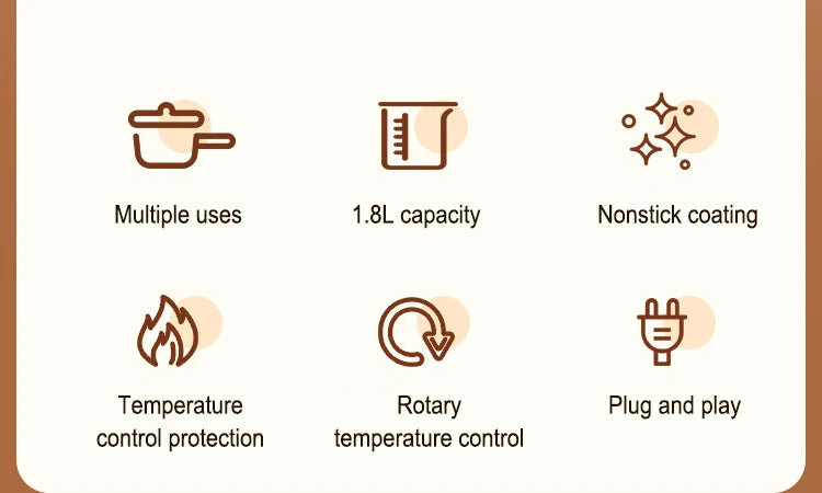 Mini Electric Cooker Multi-functional Cooking Pot Non-stick Frying Pan Ramen Dormitory Small Electric Hot Pot Cooker 220V