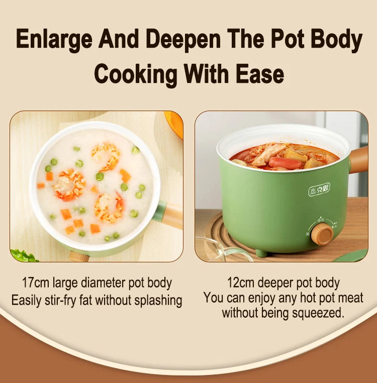 Mini Electric Cooker Multi-functional Cooking Pot Non-stick Frying Pan Ramen Dormitory Small Electric Hot Pot Cooker 220V
