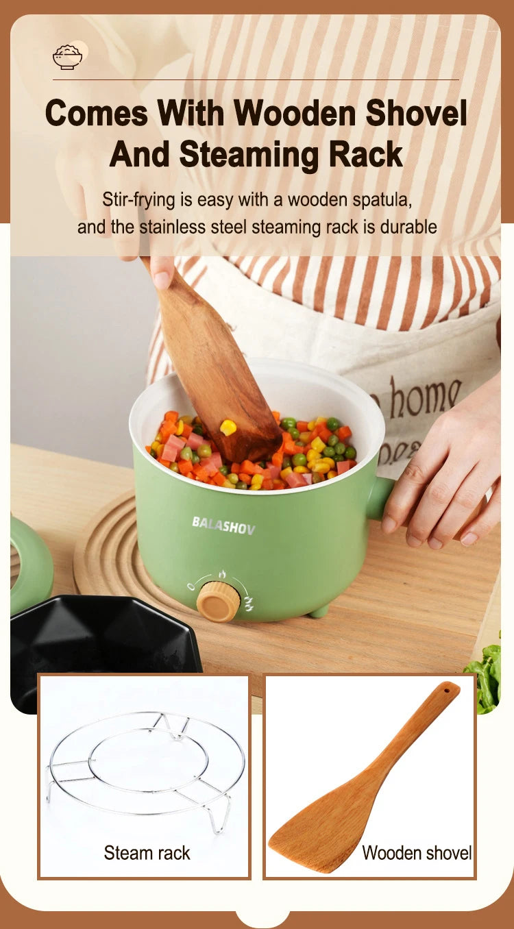 Mini Electric Cooker Multi-functional Cooking Pot Non-stick Frying Pan Ramen Dormitory Small Electric Hot Pot Cooker 220V