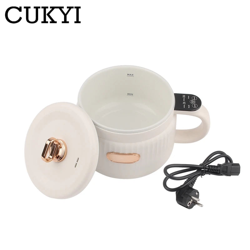 Portable Intelligent Rice cooker Electric skillet Noodles boiling cup hotpot soup stewer Ceramic liner for Dormitory Travel EUUS