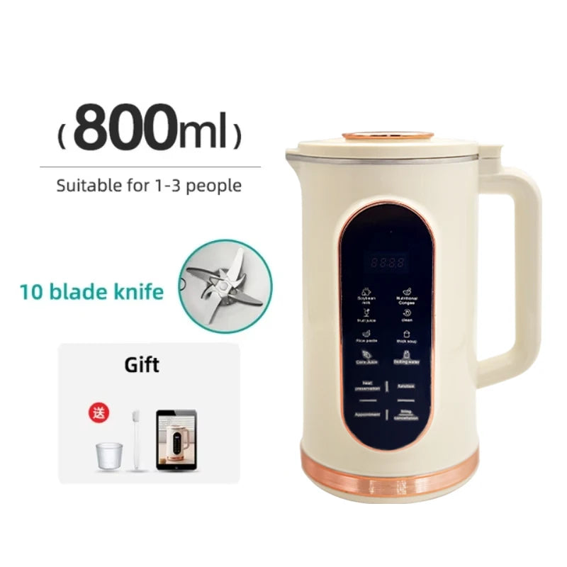 1500ml Soy Milk Machine Electric Juicer Blender Mixer Soybean Milk Maker Wall Breaking Machine 10-leaf Blade Breakfast Machine