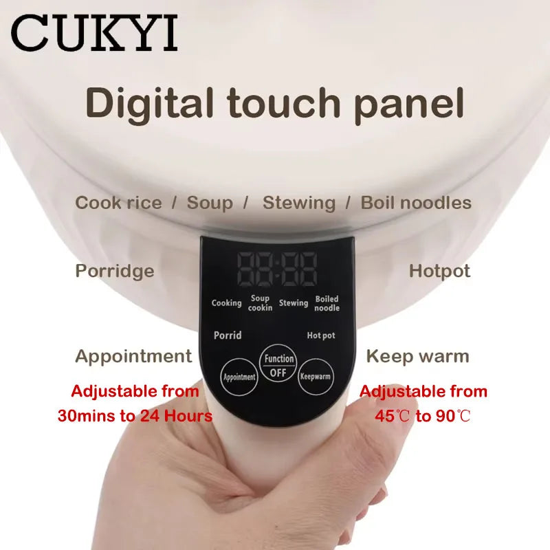 Portable Intelligent Rice cooker Electric skillet Noodles boiling cup hotpot soup stewer Ceramic liner for Dormitory Travel EUUS