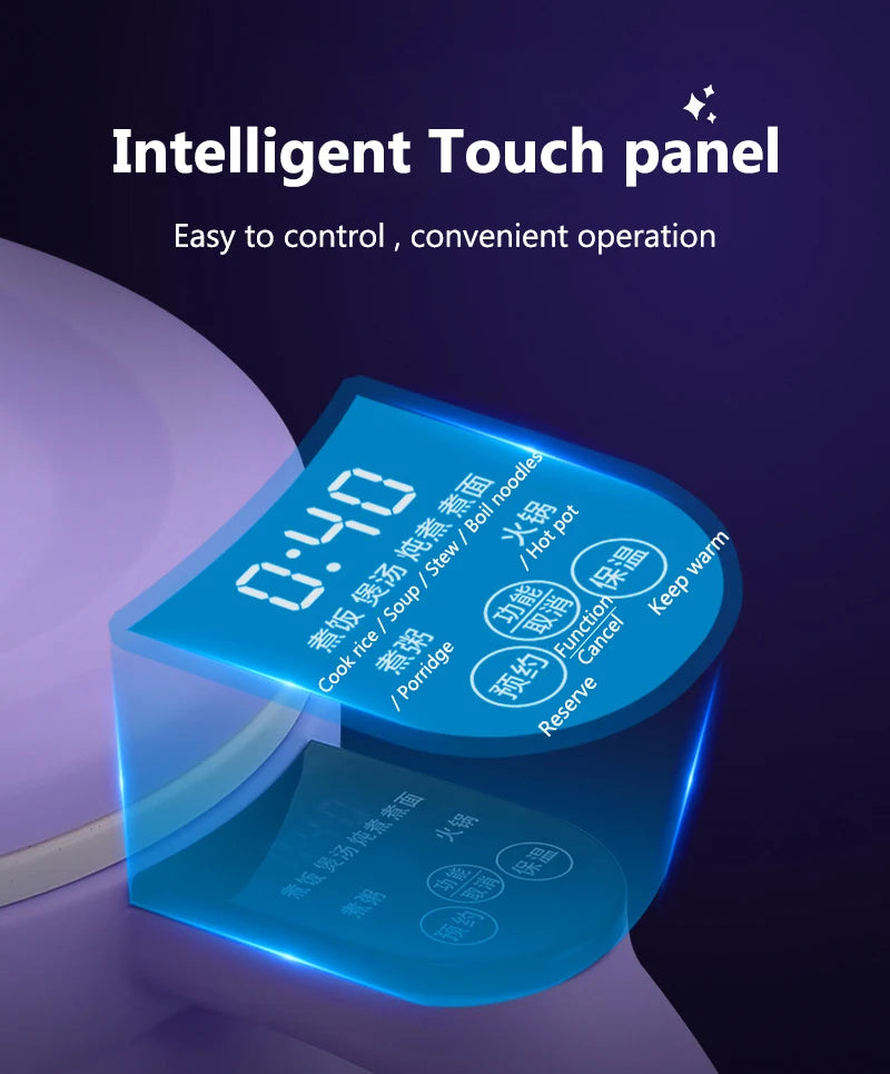 Portable Intelligent Rice cooker Electric skillet Noodles boiling cup hotpot soup stewer Ceramic liner for Dormitory Travel EUUS